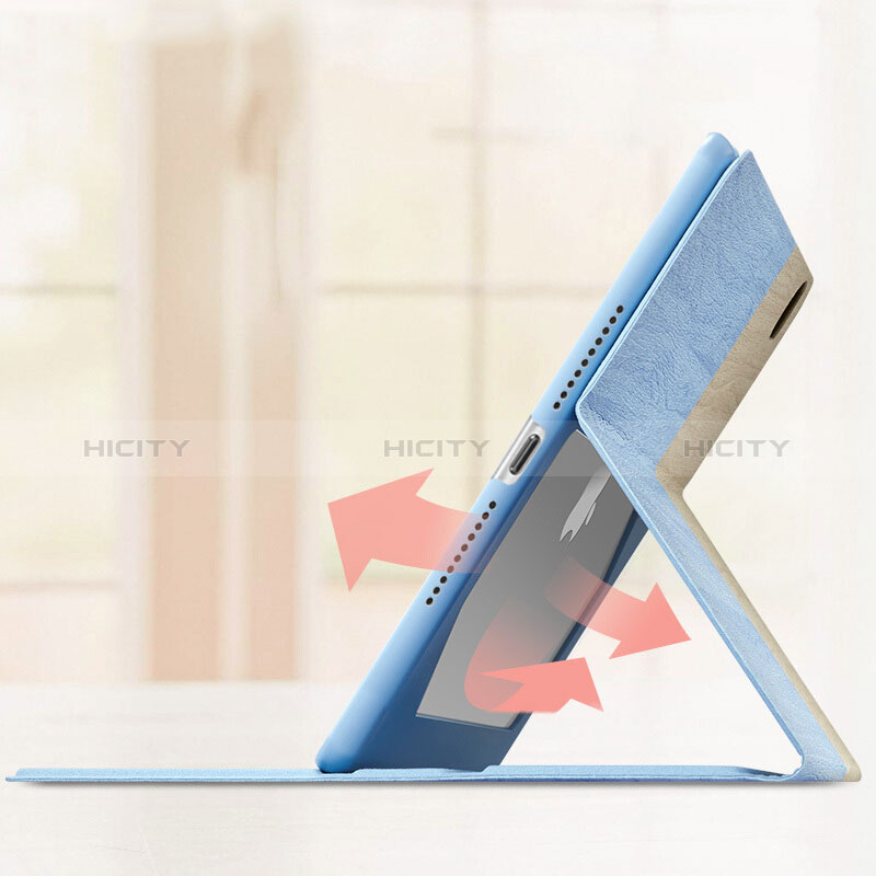 Etui Portefeuille Livre Cuir L02 pour Apple New iPad 9.7 (2018) Bleu Ciel Plus