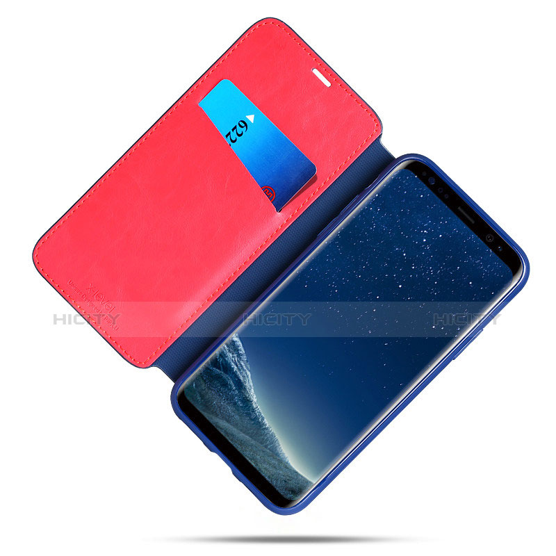 Etui Portefeuille Livre Cuir L02 pour Samsung Galaxy S8 Bleu Plus