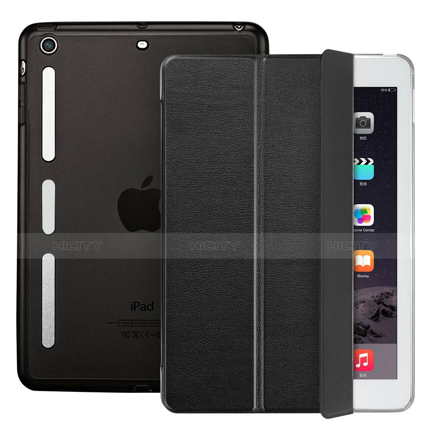 Etui Portefeuille Livre Cuir L05 pour Apple iPad Mini 3 Noir Plus