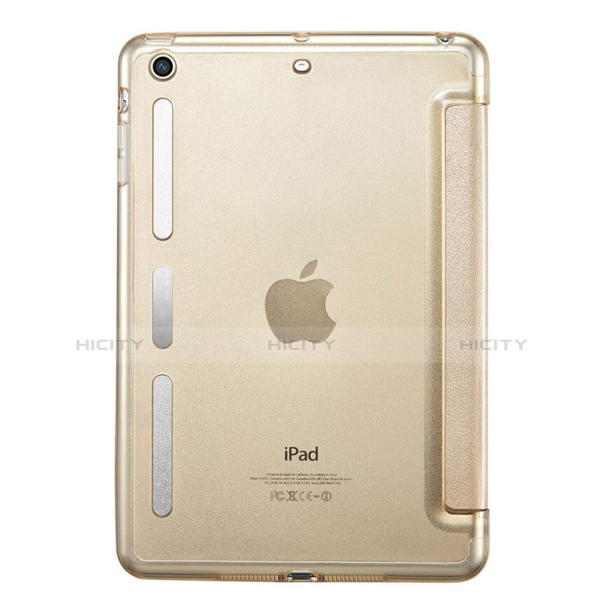 Etui Portefeuille Livre Cuir L05 pour Apple iPad Mini 3 Or Plus