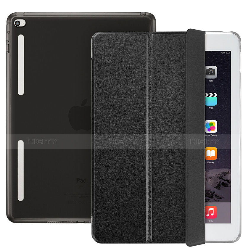 Etui Portefeuille Livre Cuir L06 pour Apple iPad Mini 4 Noir Plus