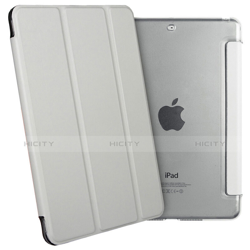 Etui Portefeuille Livre Cuir L06 pour Apple iPad Mini Argent Plus