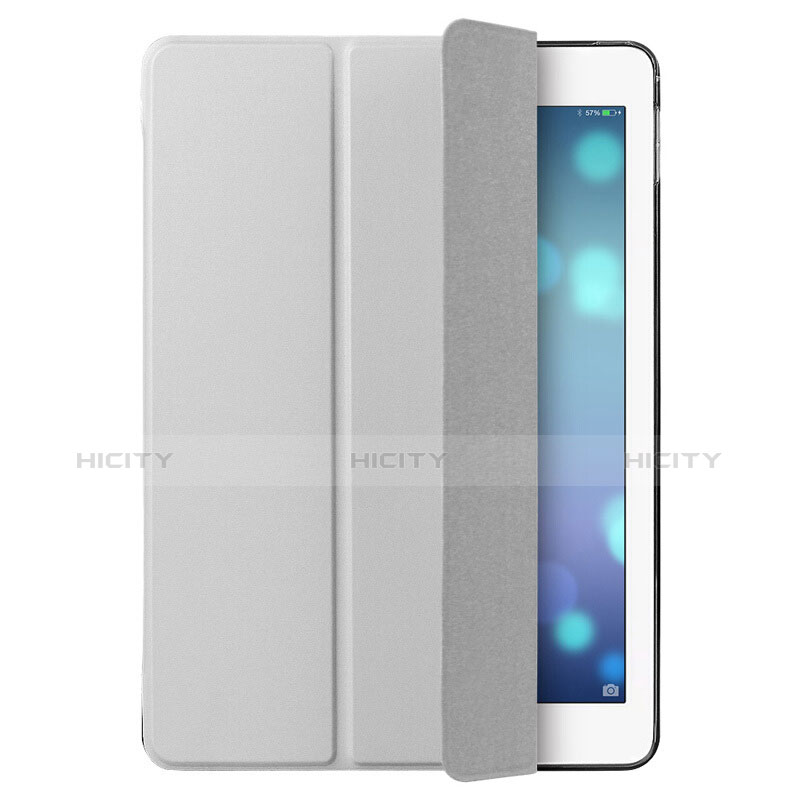 Etui Portefeuille Livre Cuir L06 pour Apple iPad Mini Argent Plus