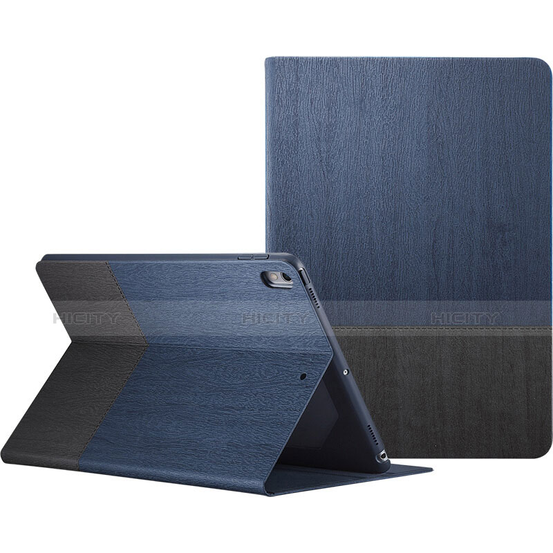 Etui Portefeuille Livre Cuir L06 pour Apple iPad Pro 10.5 Bleu Plus