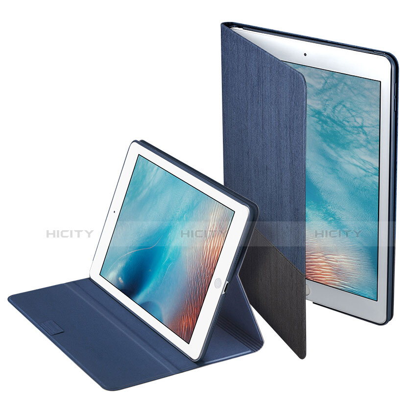 Etui Portefeuille Livre Cuir L06 pour Apple iPad Pro 10.5 Bleu Plus