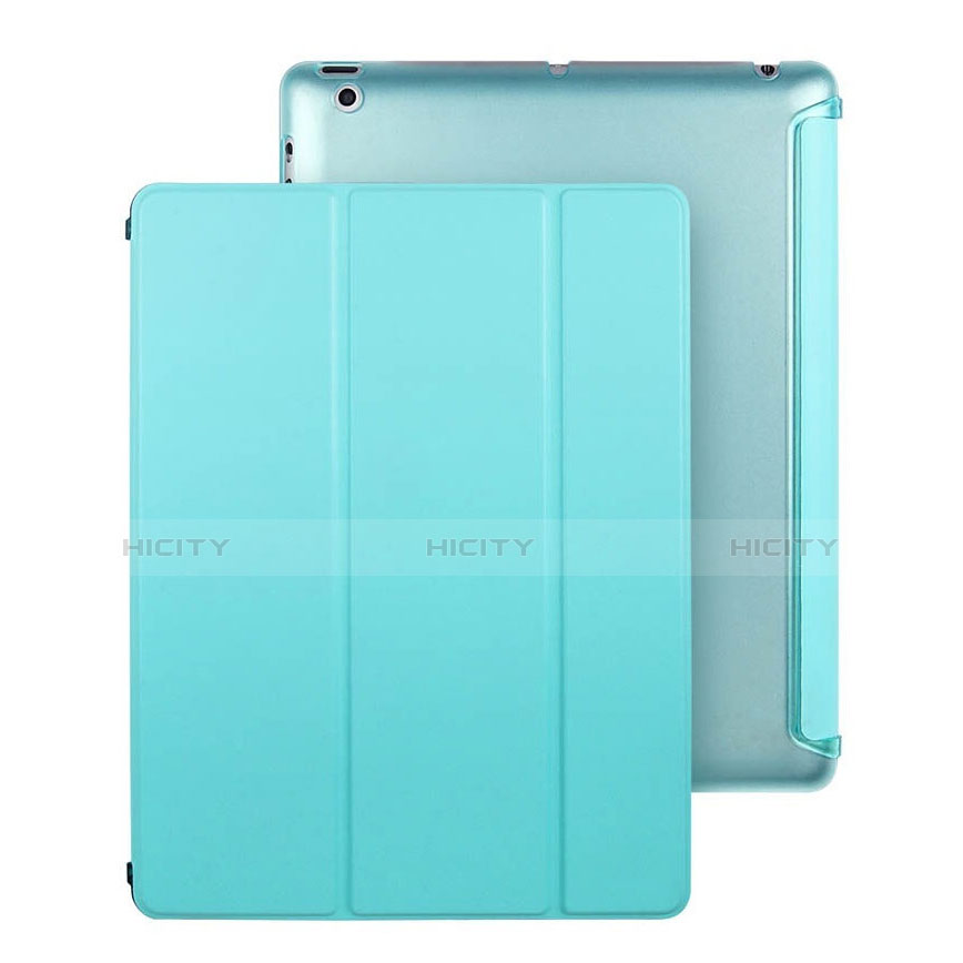 Etui Portefeuille Livre Cuir pour Apple iPad 3 Bleu Ciel Plus