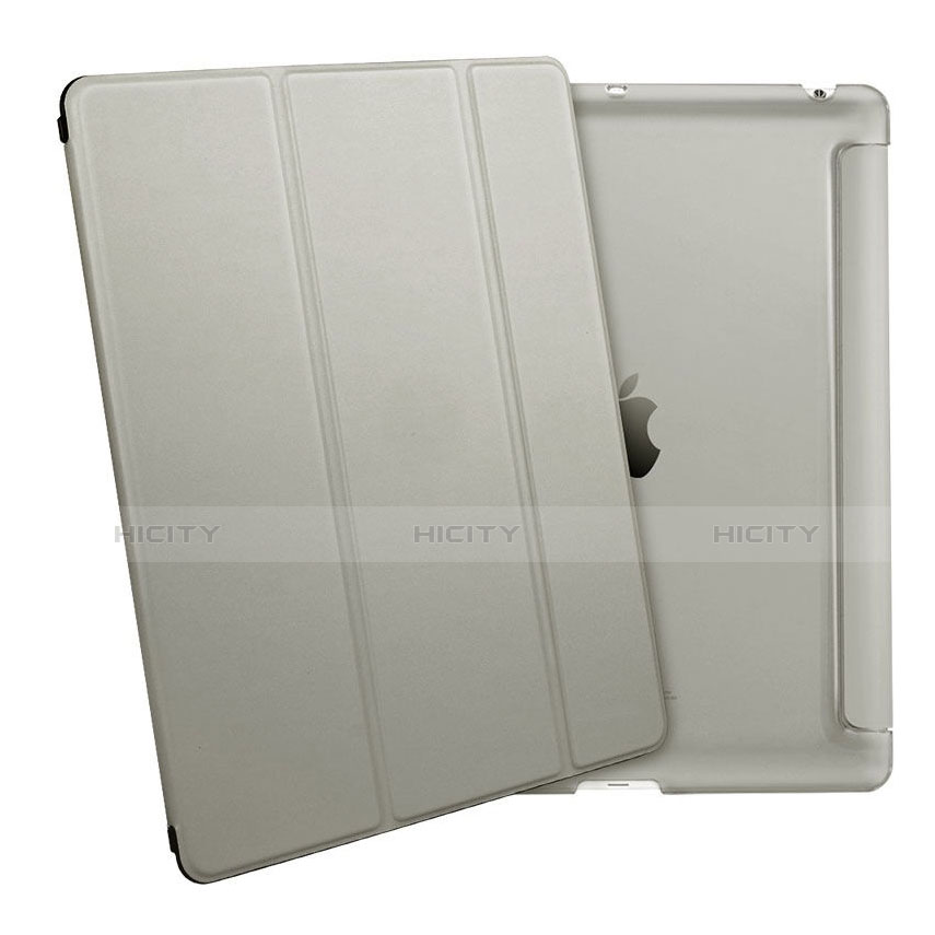 Etui Portefeuille Livre Cuir pour Apple iPad 3 Gris Plus