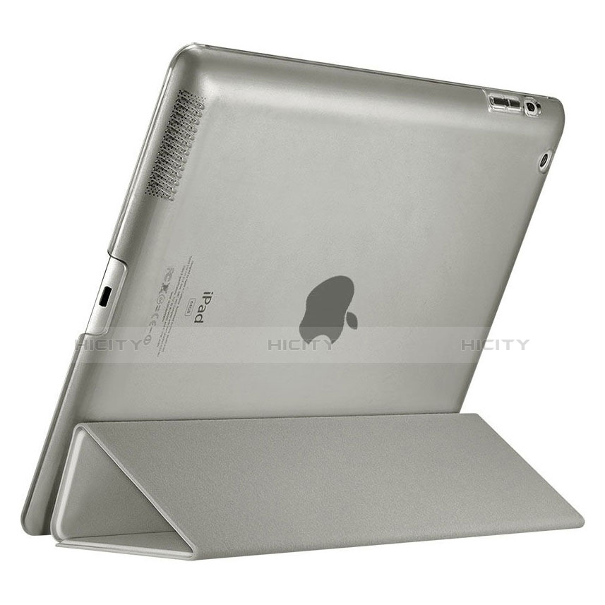 Etui Portefeuille Livre Cuir pour Apple iPad 3 Gris Plus