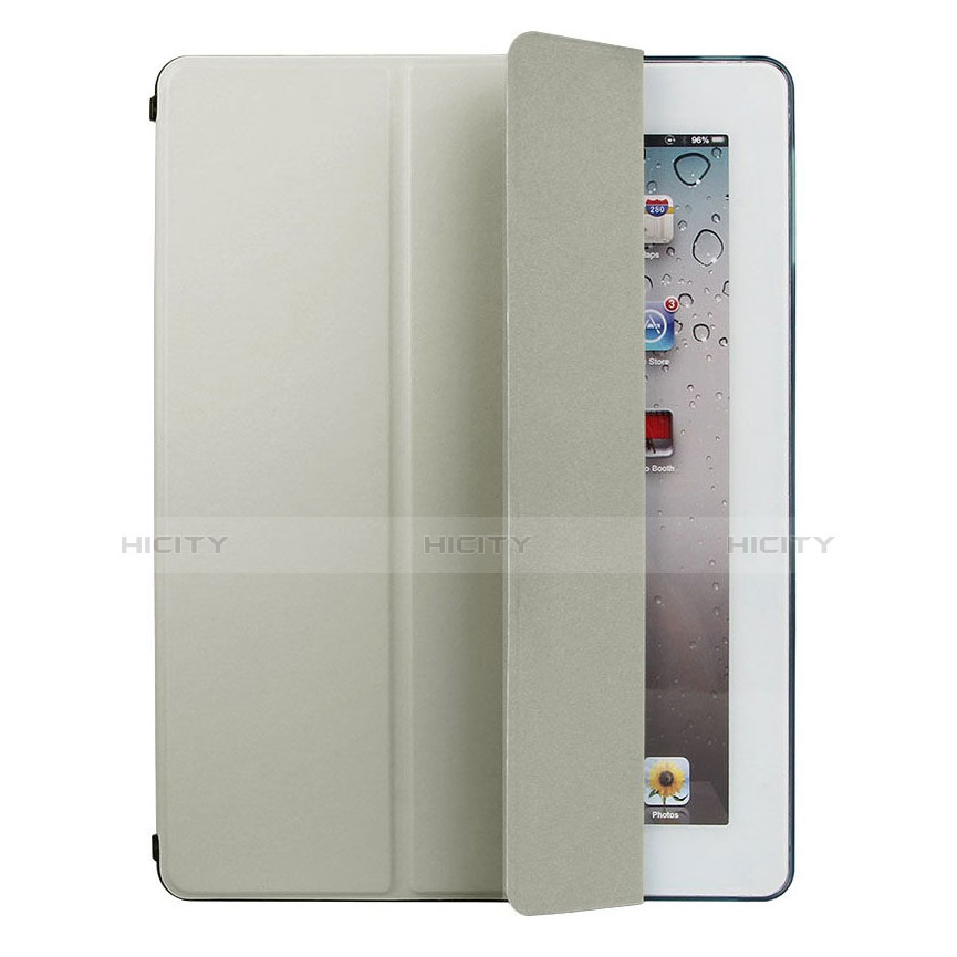 Etui Portefeuille Livre Cuir pour Apple iPad 3 Gris Plus