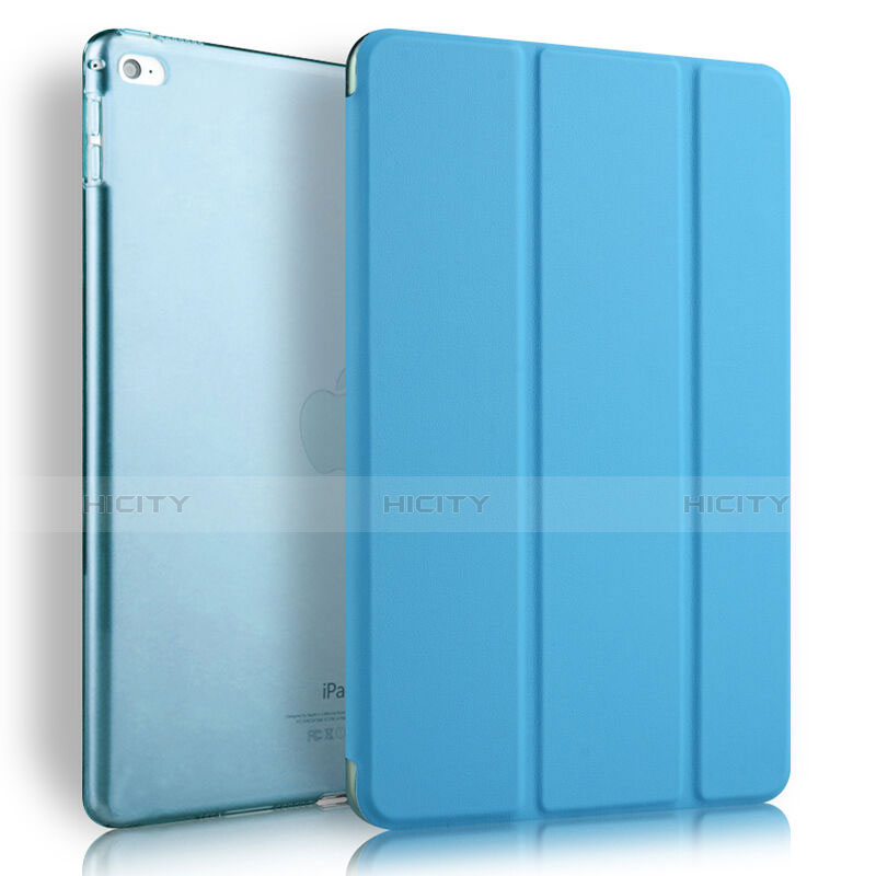 Etui Portefeuille Livre Cuir pour Apple iPad Air 2 Bleu Ciel Plus