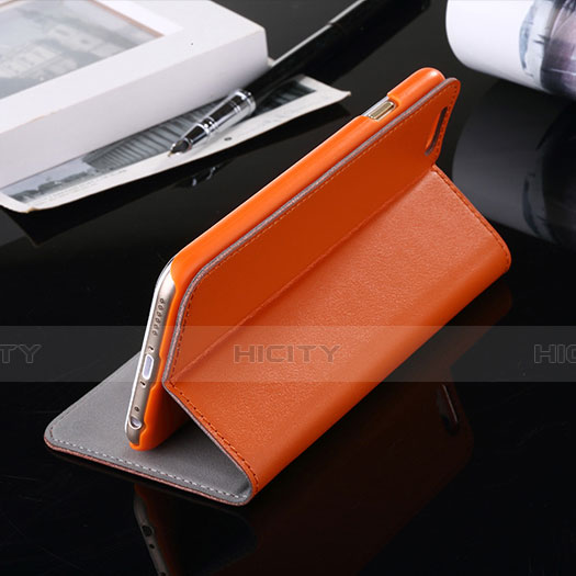 Etui Portefeuille Livre Cuir pour Apple iPhone 6 Orange Plus