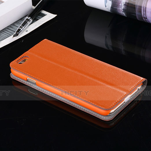 Etui Portefeuille Livre Cuir pour Apple iPhone 6 Orange Plus