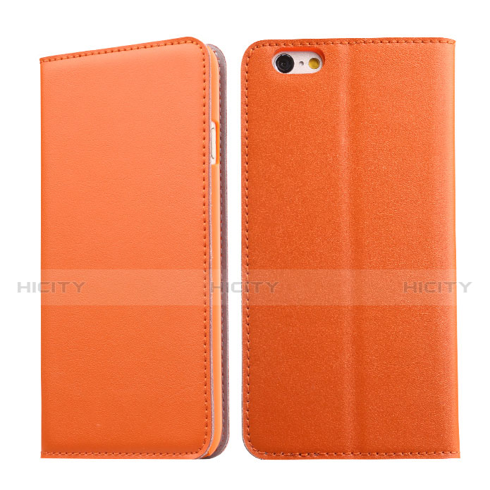 Etui Portefeuille Livre Cuir pour Apple iPhone 6 Plus Orange Plus