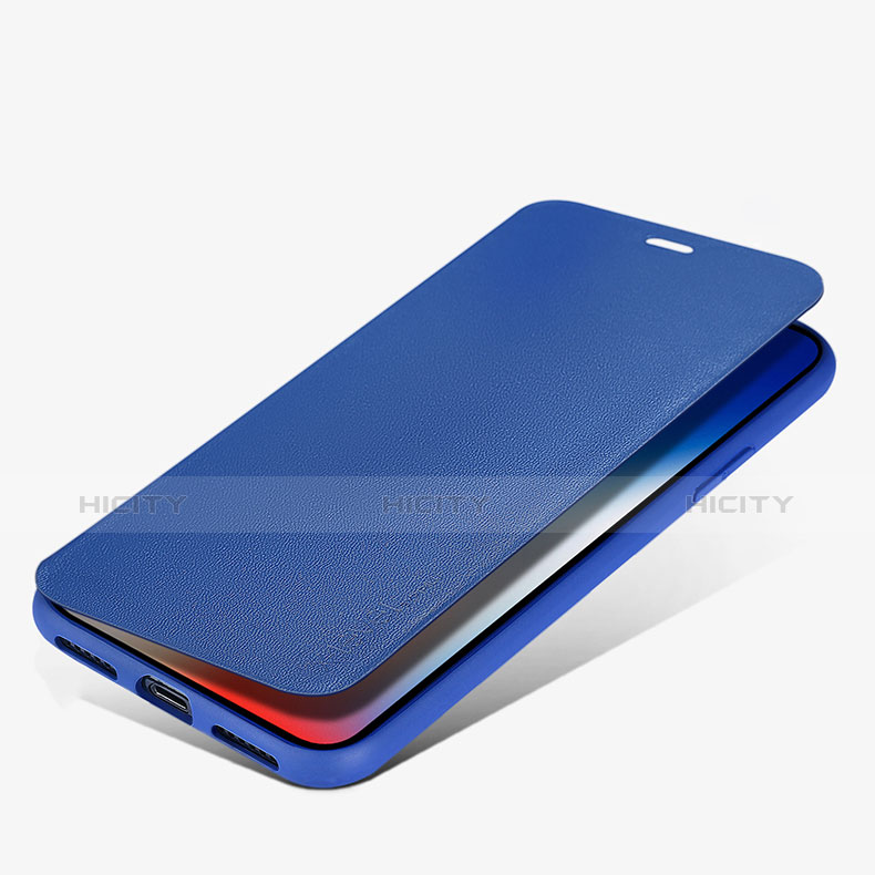 Etui Portefeuille Livre Cuir pour Apple iPhone Xs Bleu Plus