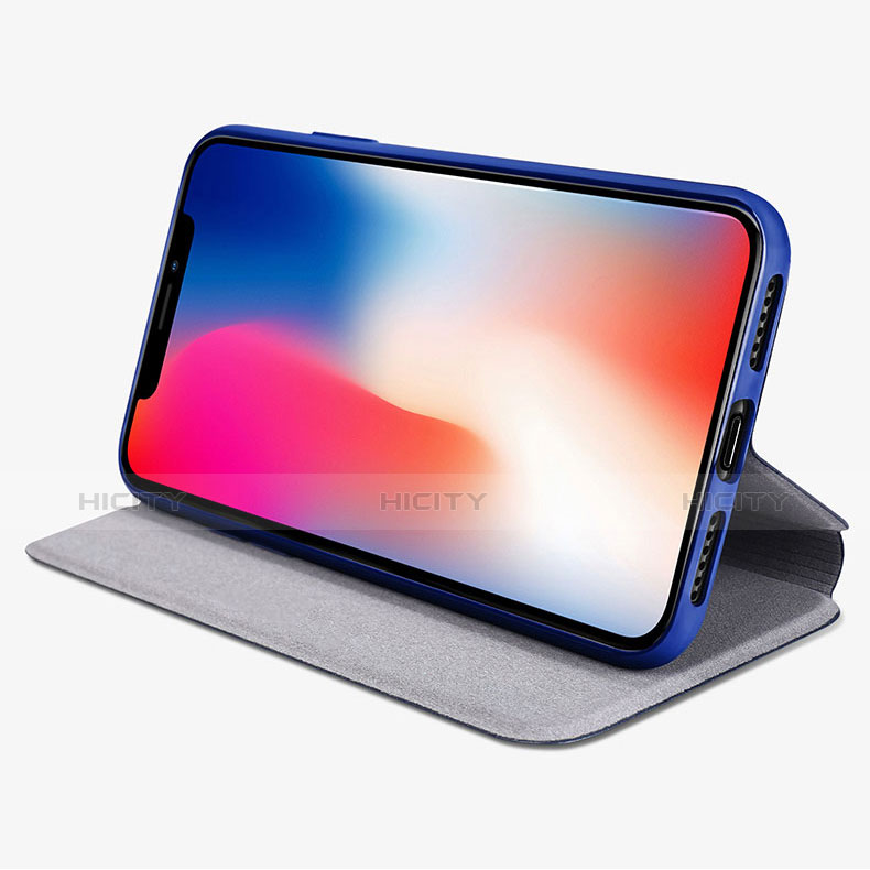 Etui Portefeuille Livre Cuir pour Apple iPhone Xs Bleu Plus