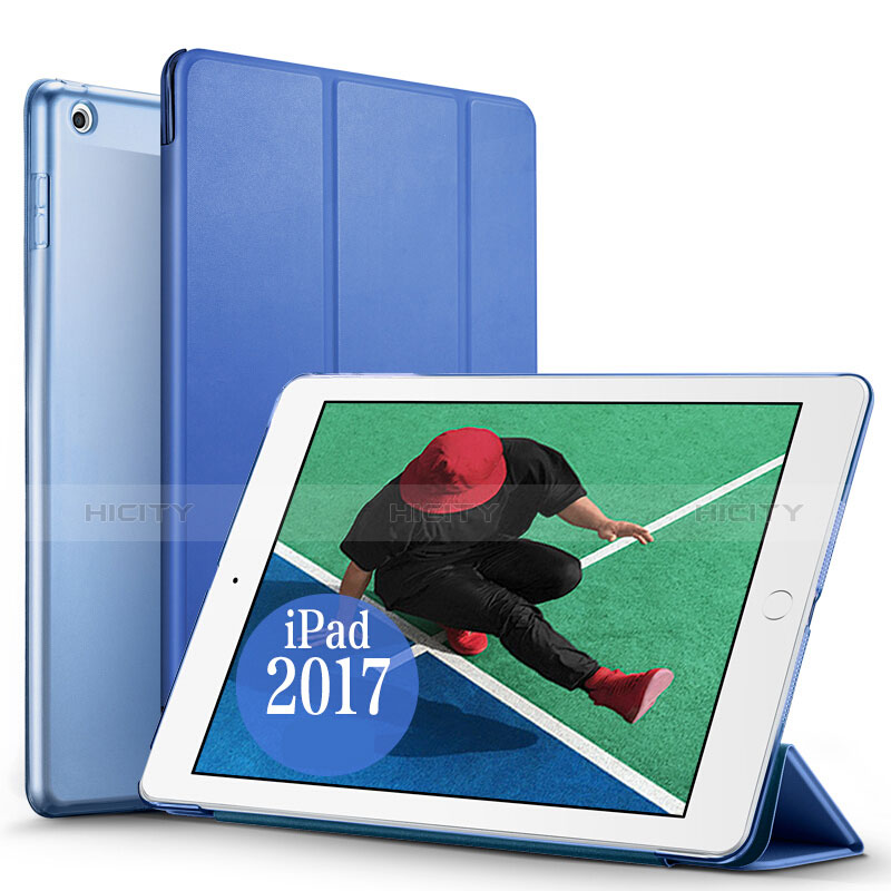 Etui Portefeuille Livre Cuir pour Apple New iPad 9.7 (2017) Bleu Plus