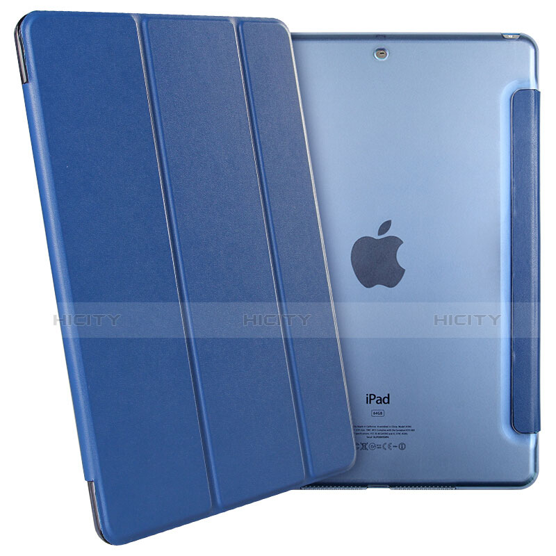 Etui Portefeuille Livre Cuir pour Apple New iPad 9.7 (2017) Bleu Plus