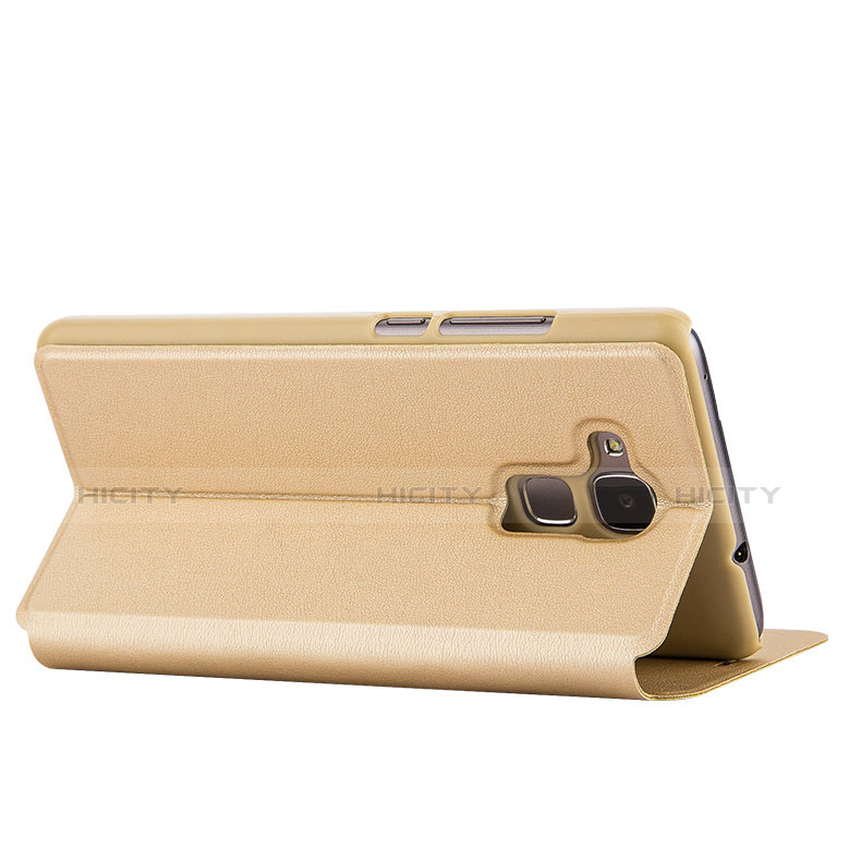 Etui Portefeuille Livre Cuir pour Huawei GR5 Mini Or Plus