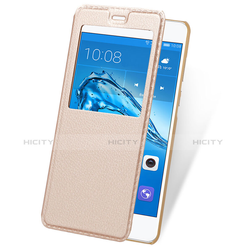 Etui Portefeuille Livre Cuir pour Huawei Honor 6C Pro Or Plus