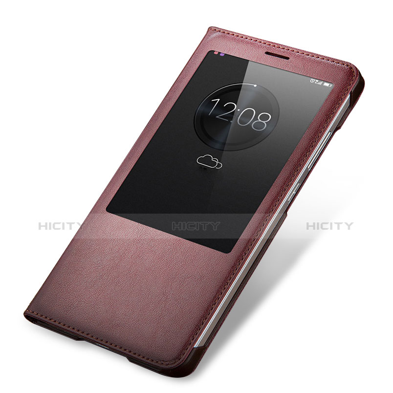 Etui Portefeuille Livre Cuir pour Huawei Mate 7 Marron Plus