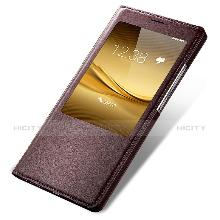 Etui Portefeuille Livre Cuir pour Huawei Mate 8 Marron Plus