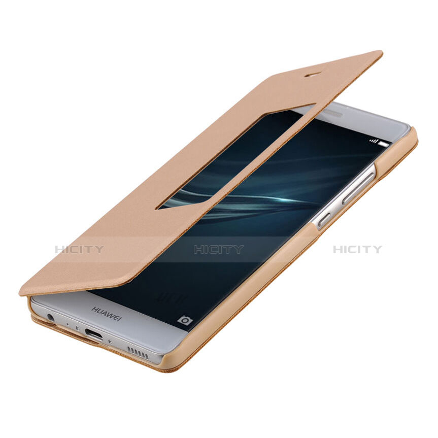 Etui Portefeuille Livre Cuir pour Huawei P9 Or Plus