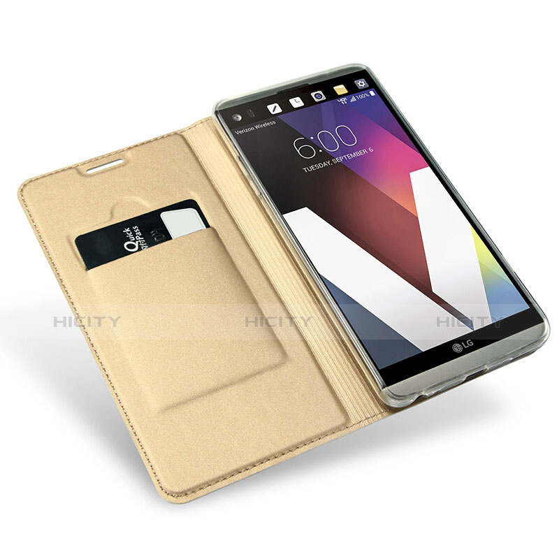 Etui Portefeuille Livre Cuir pour LG G6 Or Plus