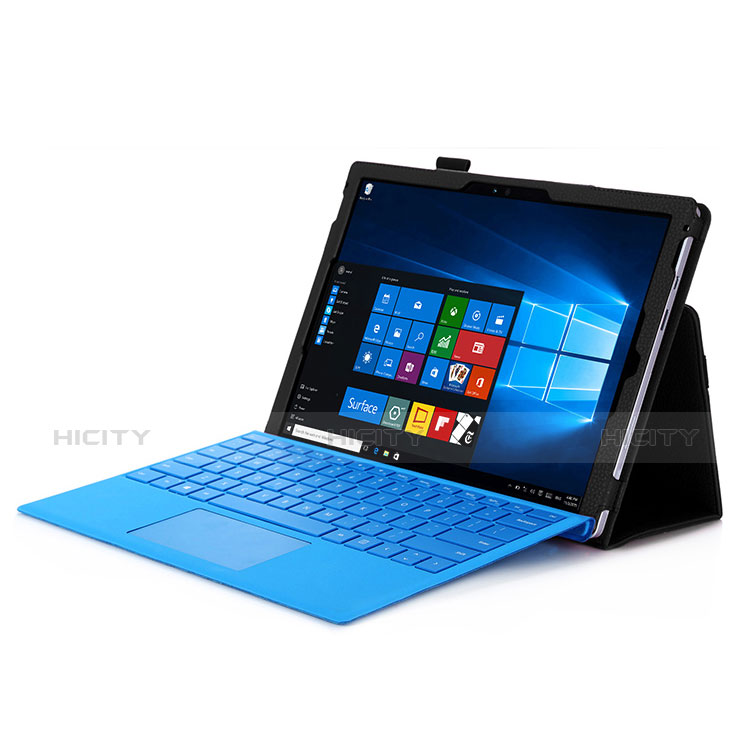 Etui Portefeuille Livre Cuir pour Microsoft Surface Pro 3 Noir Plus