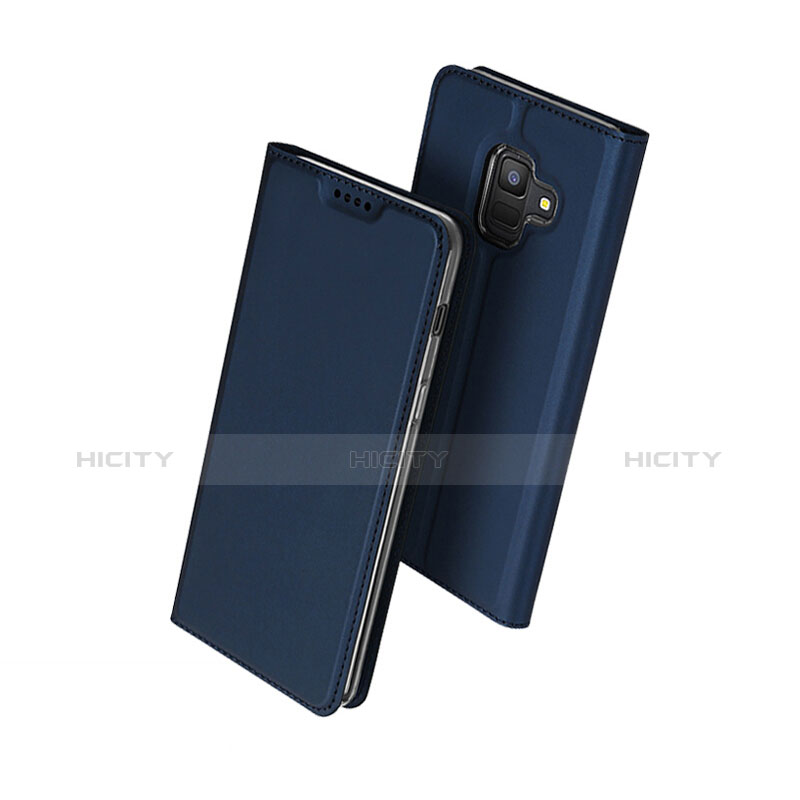 Etui Portefeuille Livre Cuir pour Samsung Galaxy A6 (2018) Bleu Plus