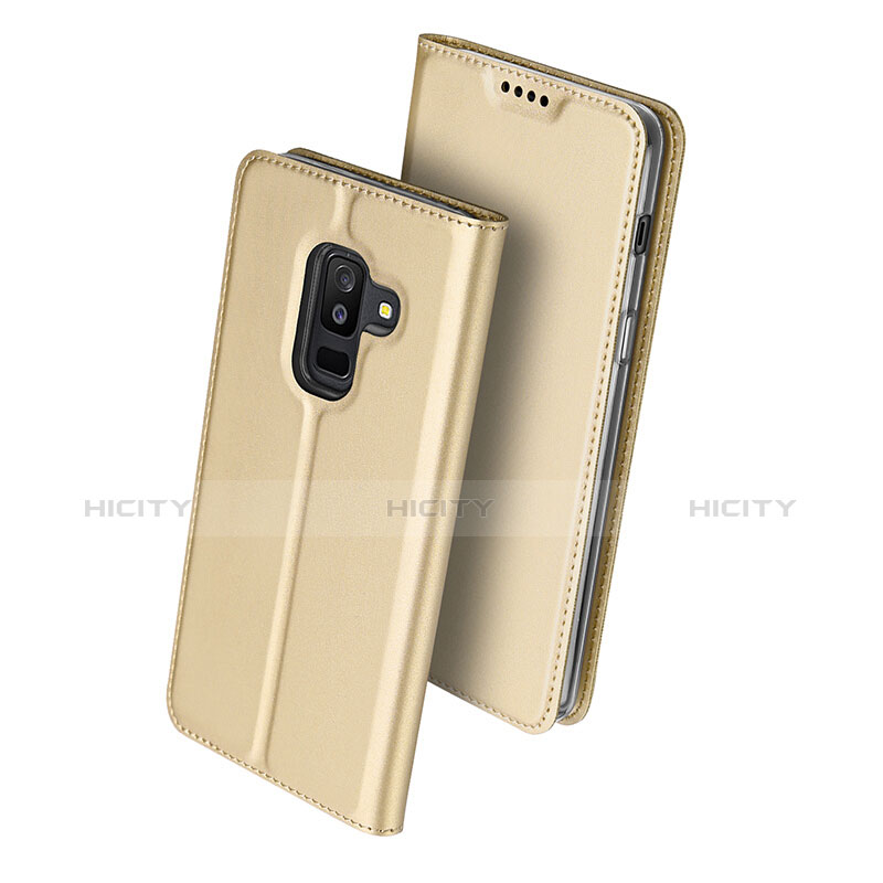 Etui Portefeuille Livre Cuir pour Samsung Galaxy A6 Plus (2018) Or Plus