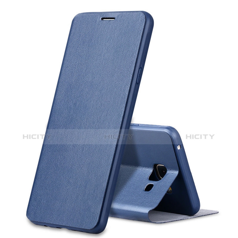 Etui Portefeuille Livre Cuir pour Samsung Galaxy A7 (2016) A7100 Bleu Plus