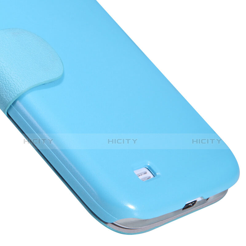 Etui Portefeuille Livre Cuir pour Samsung Galaxy S4 i9500 i9505 Bleu Plus