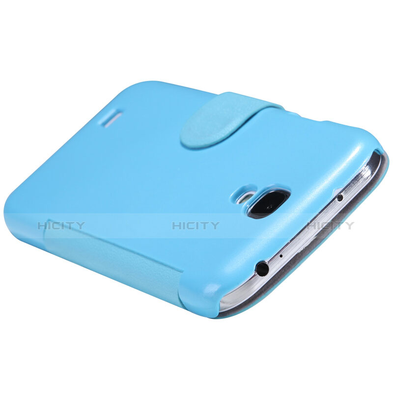 Etui Portefeuille Livre Cuir pour Samsung Galaxy S4 i9500 i9505 Bleu Plus