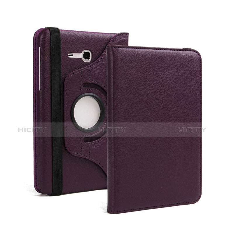 Etui Portefeuille Livre Cuir pour Samsung Galaxy Tab 3 Lite 7.0 T110 T113 Violet Plus