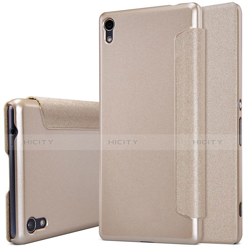 Etui Portefeuille Livre Cuir pour Sony Xperia XA Ultra Or Plus