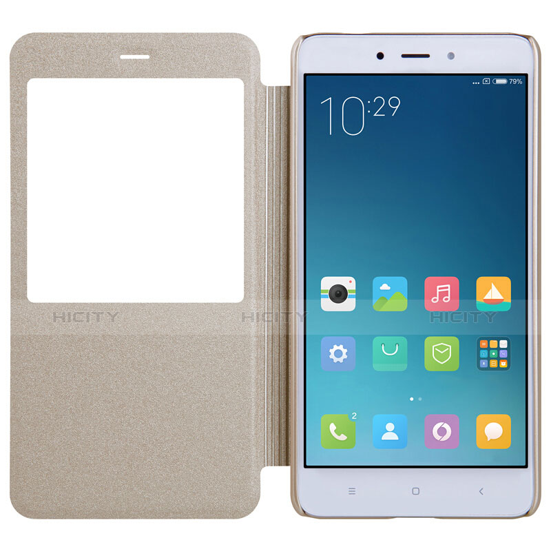 Etui Portefeuille Livre Cuir pour Xiaomi Redmi Note 4X High Edition Or Plus