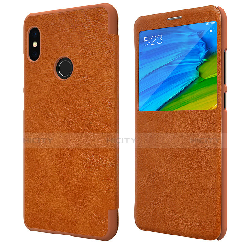 Etui Portefeuille Livre Cuir pour Xiaomi Redmi Note 5 AI Dual Camera Marron Plus