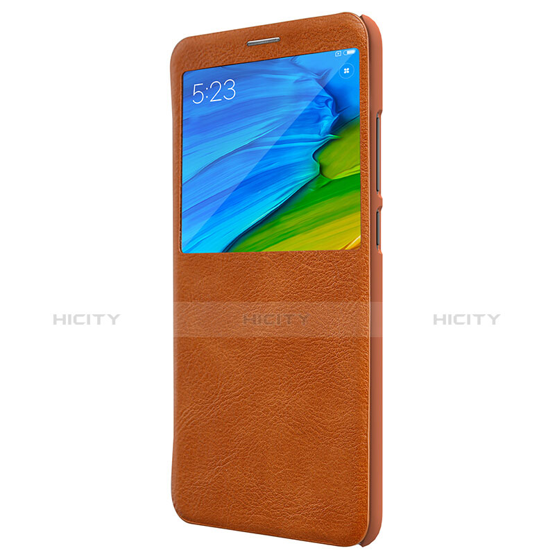 Etui Portefeuille Livre Cuir pour Xiaomi Redmi Note 5 AI Dual Camera Marron Plus