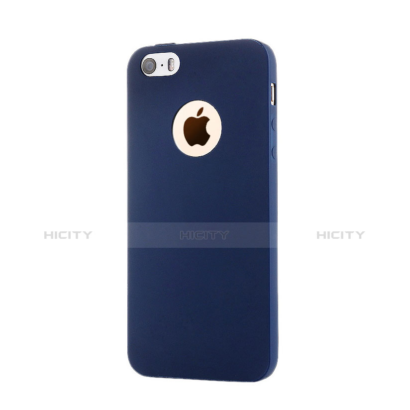 Etui Silicone avec Trou Souple Couleur Unie pour Apple iPhone 5 Bleu Plus