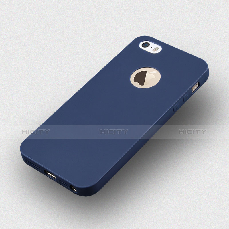 Etui Silicone avec Trou Souple Couleur Unie pour Apple iPhone 5S Bleu Plus
