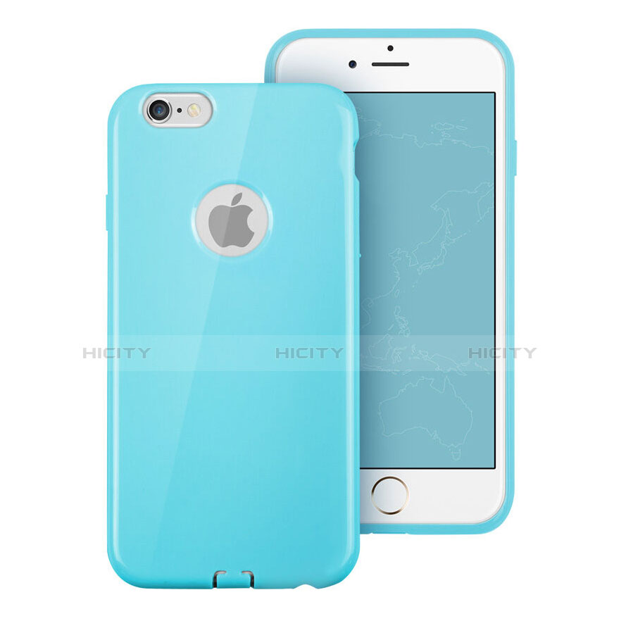 Etui Silicone avec Trou Souple Couleur Unie pour Apple iPhone 6 Bleu Ciel Plus