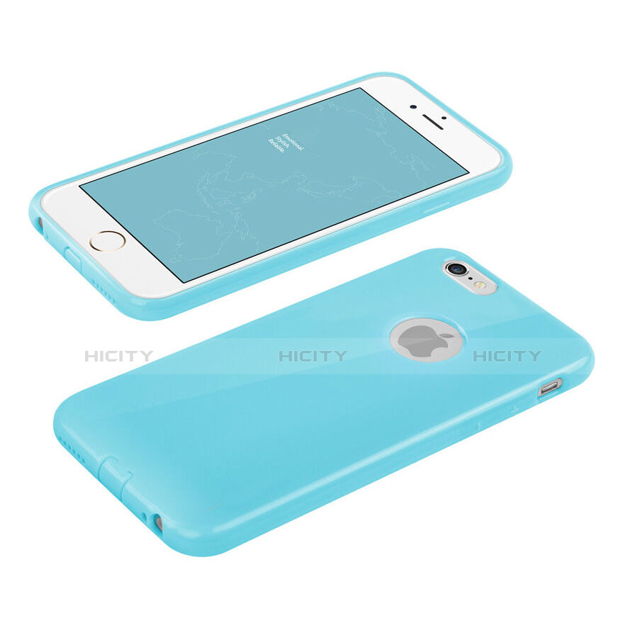 Etui Silicone avec Trou Souple Couleur Unie pour Apple iPhone 6 Bleu Ciel Plus