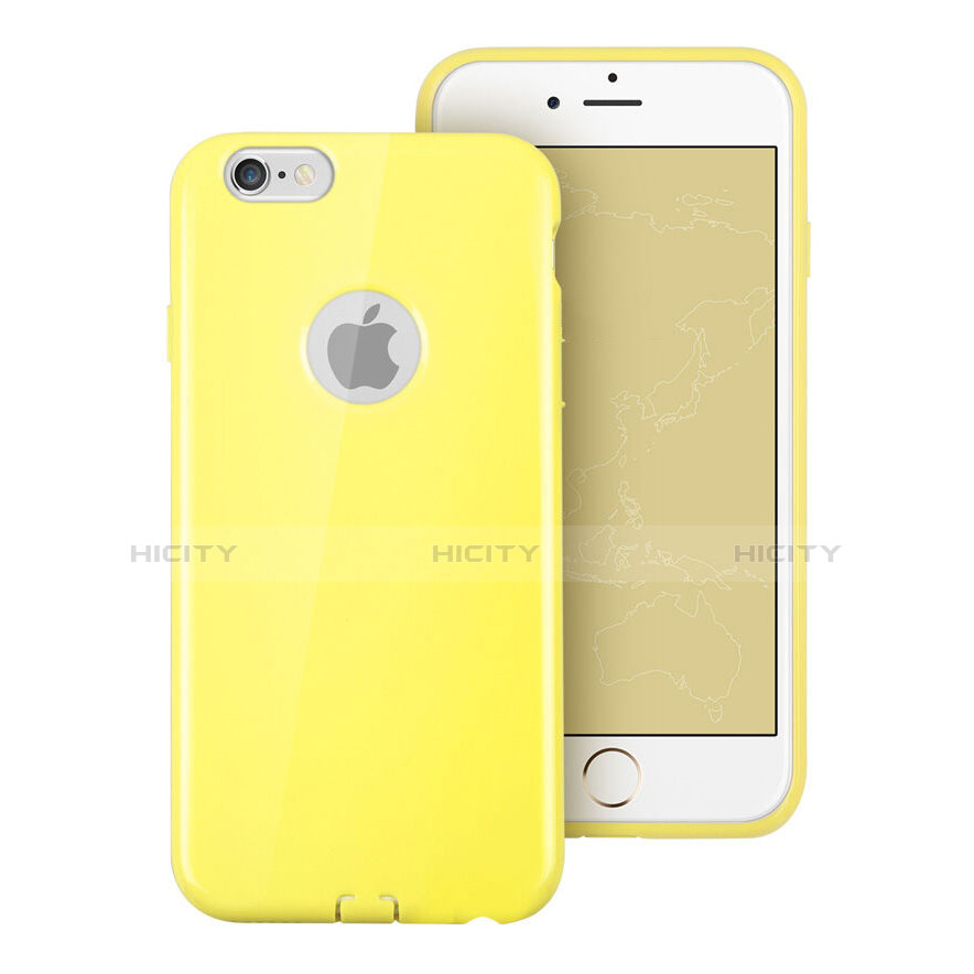 Etui Silicone avec Trou Souple Couleur Unie pour Apple iPhone 6 Jaune Plus