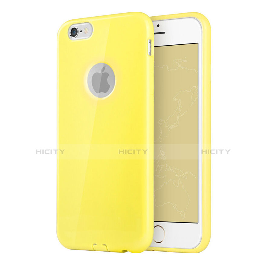 Etui Silicone avec Trou Souple Couleur Unie pour Apple iPhone 6 Jaune Plus