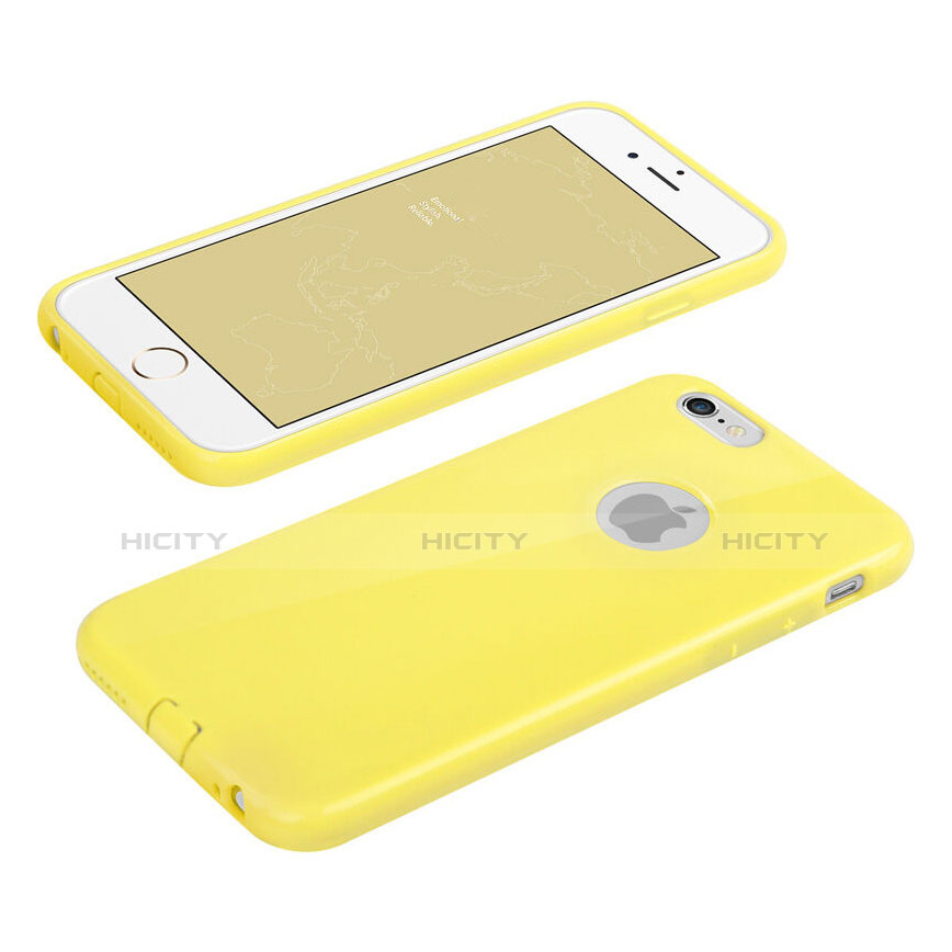 Etui Silicone avec Trou Souple Couleur Unie pour Apple iPhone 6 Jaune Plus