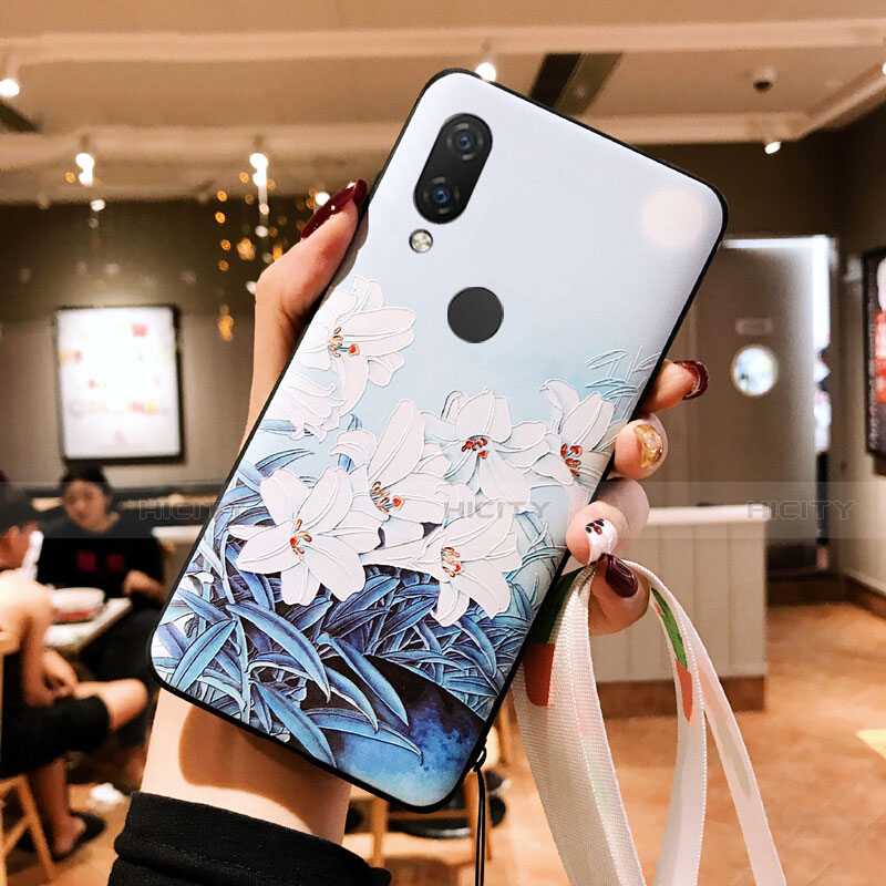 Etui Silicone Fleurs Souple Couleur Unie pour Huawei Nova 3e Blanc Plus