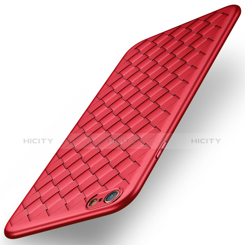 Etui Silicone Gel Motif Cuir pour Apple iPhone 6 Rouge Plus