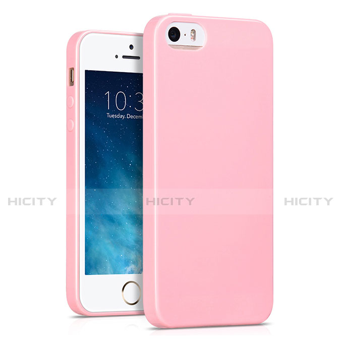 Etui Silicone Gel Souple Couleur Unie pour Apple iPhone SE Rose Plus