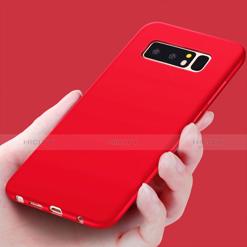 Etui Silicone Gel Souple Couleur Unie pour Samsung Galaxy Note 8 Duos N950F Rouge Plus