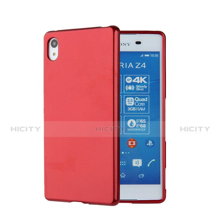 Etui Silicone Gel Souple Couleur Unie pour Sony Xperia Z4 Rouge Plus